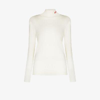 032c - Logo Embroidered Knitted Turtleneck Top