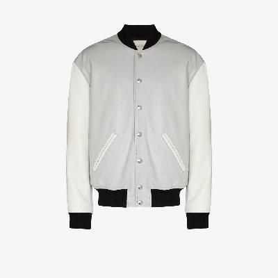 1017 ALYX 9SM - Grey Embroidered Leather Varsity Jacket