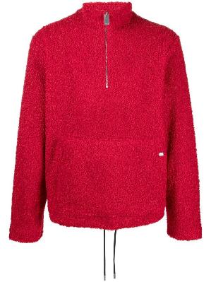 1017 ALYX 9SM - Red Half-Zip Bouclé Sweatshirt