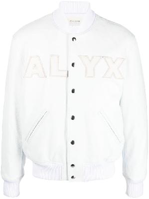 1017 ALYX 9SM - White Logo Appliqué Leather Bomber Jacket