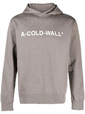 A-COLD-WALL* - Grey Logo Print Cotton Hoodie