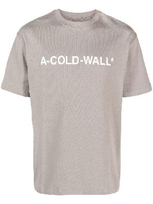 A-COLD-WALL* - Grey Logo Print Cotton T-Shirt