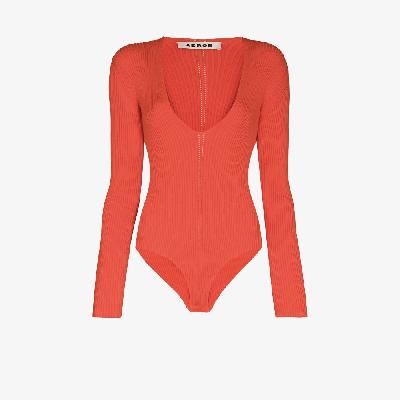 AERON - Red Falaise Ribbed Knit Bodysuit