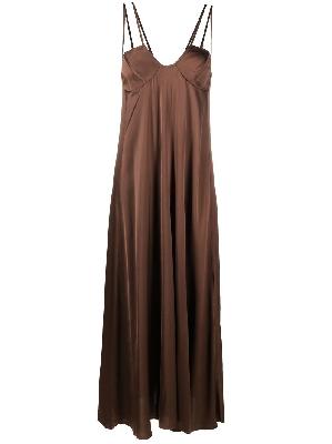 AERON - Brown Satin Maxi Dress