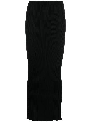 AERON - Black Ribbed-Knit Maxi Skirt