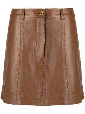 AERON - Brown A-Line Leather Skirt