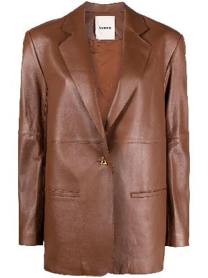 AERON - Brown Single-Breasted Leather Blazer