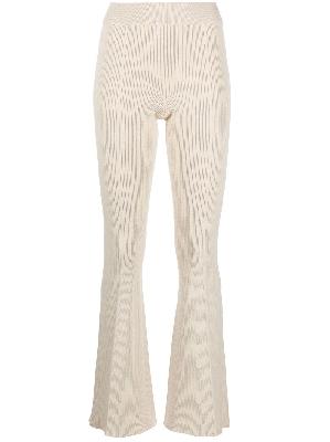 AERON - Ribbed-Knit Flared Trousers