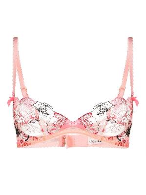 Agent Provocateur - Pink Floral-Embroidered Demi Bra