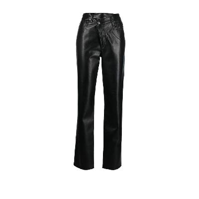 AGOLDE - Black Criss-Cross Straight Leather Trousers