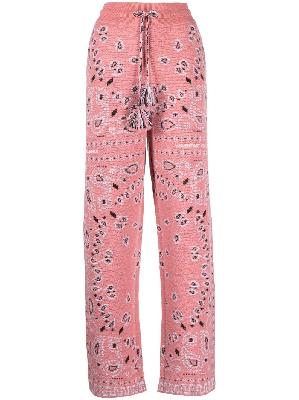 Alanui - Pink Bandana Piquet Jacquard Knit Track Pants