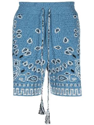 Alanui - Blue Bandana Print Knitted Shorts
