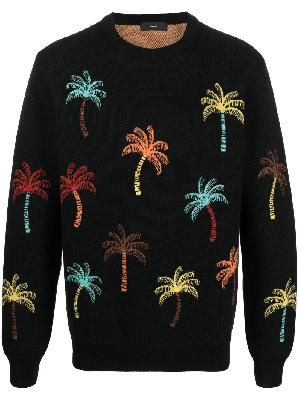 Alanui - Black Palm Tree Wool Jumper