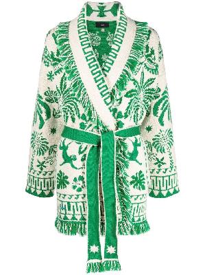 Alanui - White And Green Explosion Of Nature Foul Cardigan