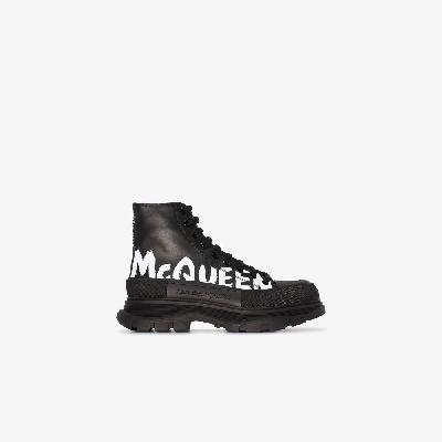 Alexander McQueen - Black Tread Slick Leather Boots
