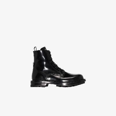 Alexander McQueen - Black Lace-Up Leather Boots