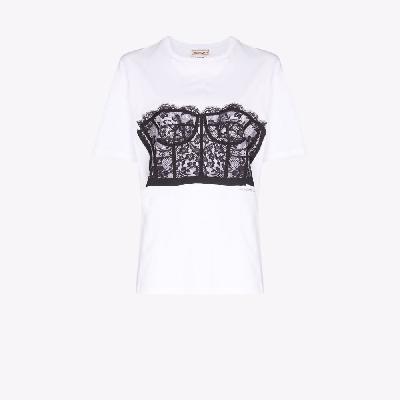Alexander McQueen - Lace Corset Print Cotton T-Shirt