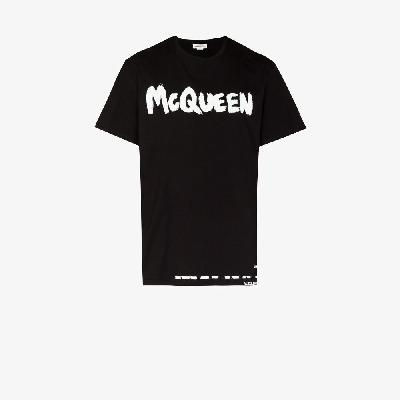 Alexander McQueen - Black Graffiti Logo Organic Cotton T-Shirt