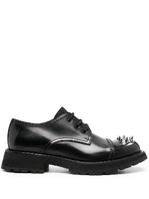 Alexander McQueen - Black Spike Stud Leather Derby Shoes