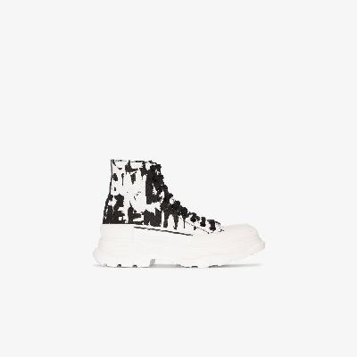 Alexander McQueen - White And Black Graffiti Tread Slick Boots