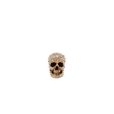 Alexander McQueen - Gold Tone Crystal-Embellished Skull Earrings