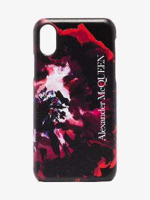 Alexander McQueen - Black Painterly Rose IPhone XS CSS Leather Case