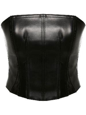 Alexander McQueen - Black Strapless Leather Bustier Top