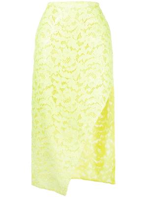 Alexander McQueen - Yellow Floral Lace Midi Skirt