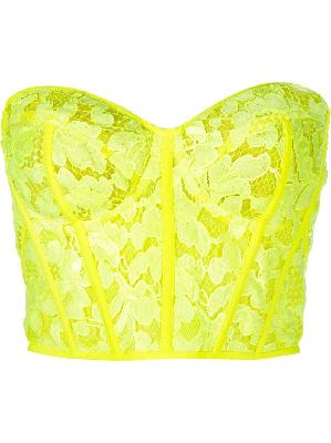 Alexander McQueen - Yellow Floral Lace Corset Top