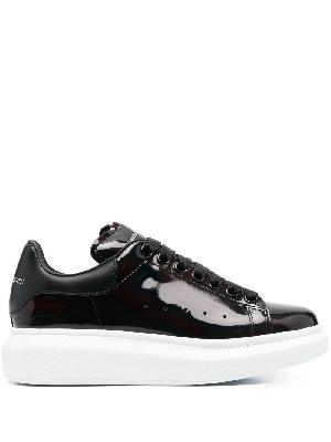 Alexander McQueen - Black Patent Leather Oversized Sneakers