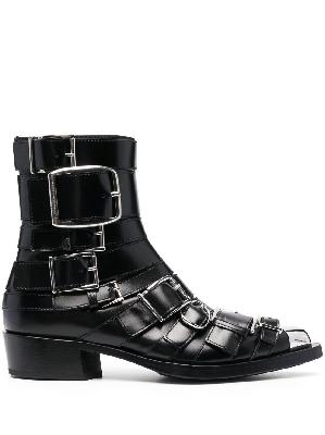 Alexander McQueen - Black Punk Buckled Leather Boots