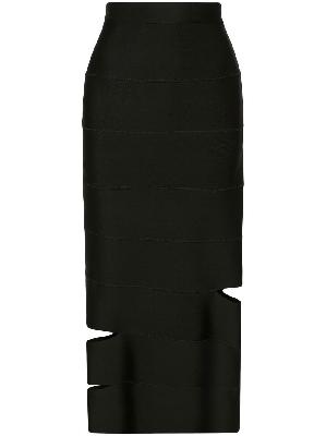 Alexander McQueen - Black Cut-Out Pencil Midi Skirt