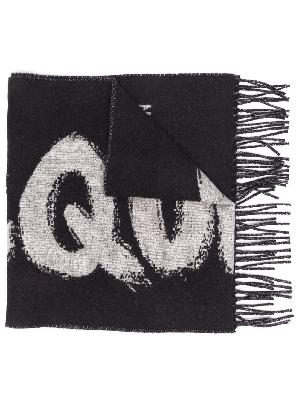 Alexander McQueen - Black Graffiti Logo Print Wool Scarf