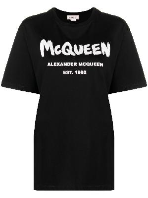 Alexander McQueen - Black Logo Print Cotton T-Shirt