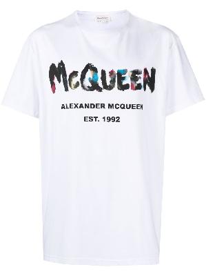 Alexander McQueen - White Graffiti Print T-Shirt
