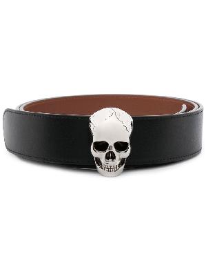 Alexander McQueen - Black Skull Buckle Leather Belt