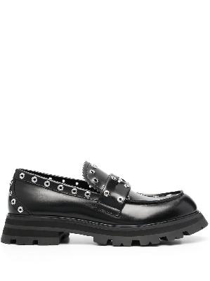 Alexander McQueen - Black Eyelet-Embellished Leather Loafers