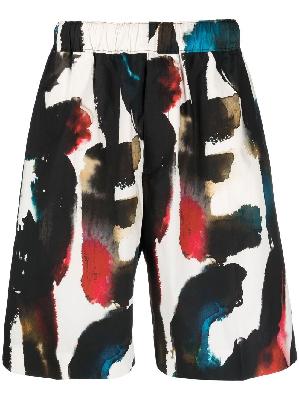 Alexander McQueen - Black Logo Print Cotton Shorts