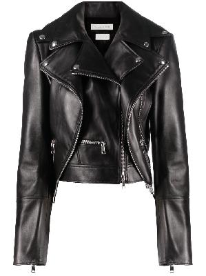 Alexander McQueen - Black Asymmetrical Leather Biker Jacket
