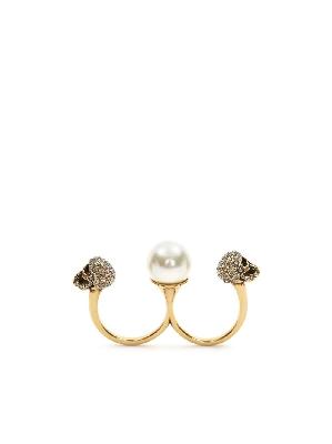 Alexander McQueen - Skull Crystal-Embellished Double Ring