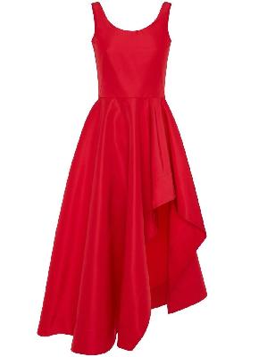 Alexander McQueen - Red Asymmetric Drape Midi Dress