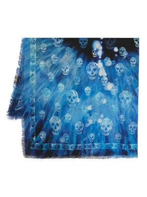Alexander McQueen - Blue Skull-Print Wool Scarf