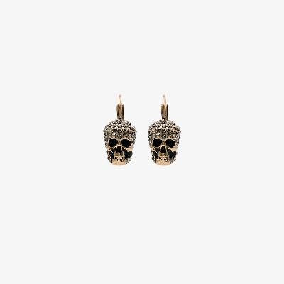 Alexander McQueen - Gold Tone Crystal Skull Earrings
