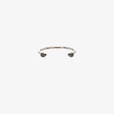 Alexander McQueen - Silver Tone Crystal Skull Cuff Bracelet