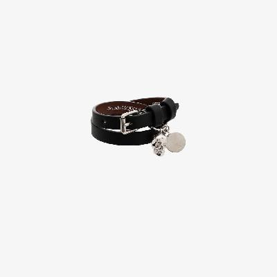 Alexander McQueen - Black And Silver Tone Skull Wrap Leather Bracelet