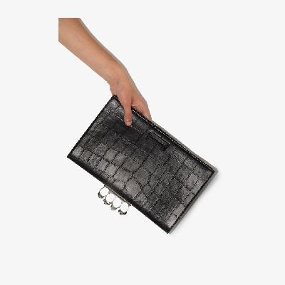 Alexander McQueen - Black Four-Ring Leather Pouch Bag