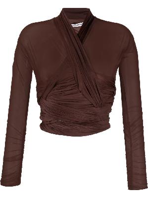Alexander Wang - Brown Ruched Cropped Top