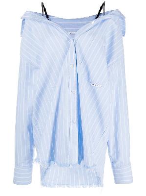 Alexander Wang - Blue Off Shoulder Striped Cotton Shirt