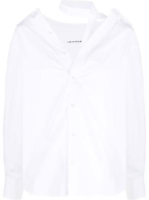 Alexander Wang - White Off-The-Shoulder Cotton Shirt