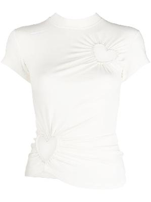 AMBUSH - White Hearts Cut-Out T-Shirt